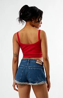 Budweiser By Pacsun Low Rise Roll Cuff Denim Micro Shorts
