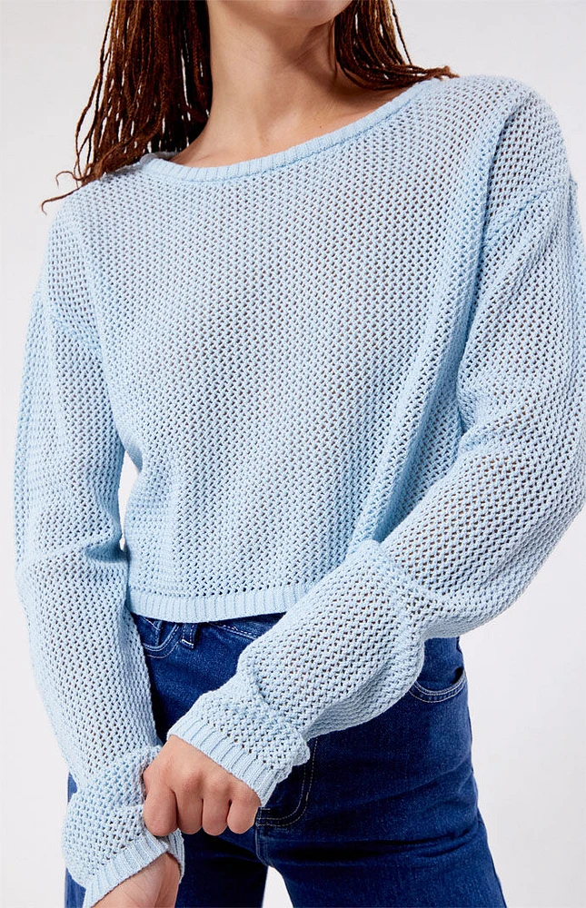 LA Hearts Sea Breeze Cropped Sweater