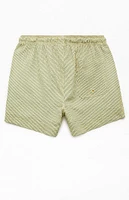 PacSun Green Striped Seersucker 4.5" Swim Trunks