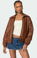 Edikted Halley Faux Leather Bomber Jacket