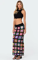 Edikted Patchwork Crochet Maxi Skirt