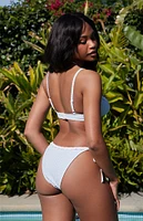 Beverly and Beck Carson Gingham Textured V Tie Side Bikini Bottom