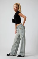 Pacsun Casey Camo Star Low Rise Baggy Jeans Light Indigo