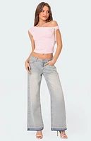 Edikted Lace Bow Asymmetric Top