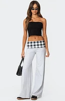 Edikted Beth Gingham Fold Over Pants