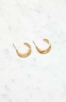 Triple Rhinestone Hoop Earrings