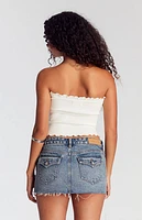 Pacsun Medium Indigo Low Rise Raw Cut Denim Micro Shorts