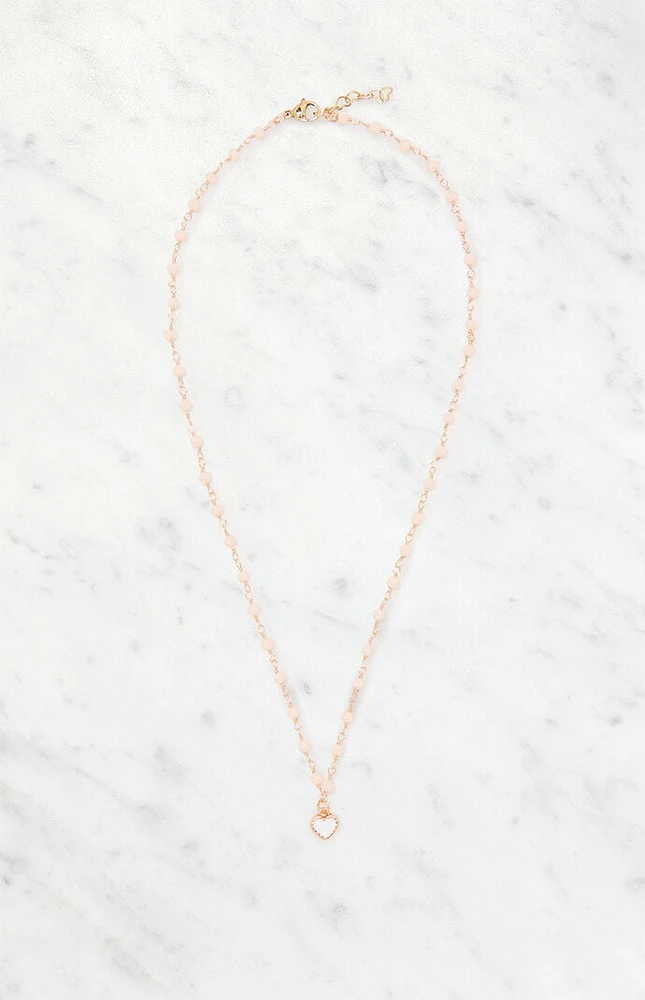 John Galt Pink Beaded Chain Necklace