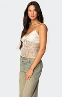 Edikted Flowery Sheer Embroidered Top