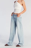 PacSun Casey Button Pocket Low Rise Baggy Jeans Light Indigo