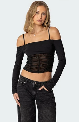 Edikted Susie Off Shoulder Mesh Top