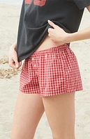 John Galt Red Plaid Keira Pajama Boxer Shorts