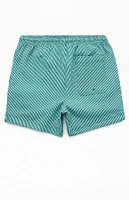 PacSun Aqua Striped Seersucker 4.5" Swim Trunks