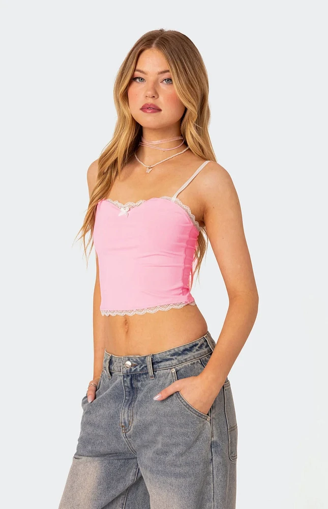 Edikted Alara Lace Trim Tank Top