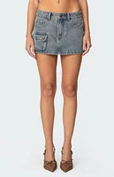 Edikted Quinlan Denim Cargo Mini Skirt