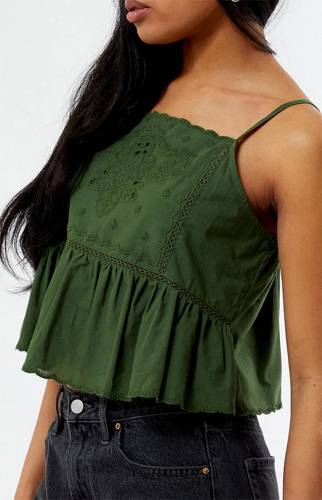 LA Hearts Embroidered Babydoll Cami Top