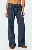 Edikted Funky Stitch Low Rise Jeans