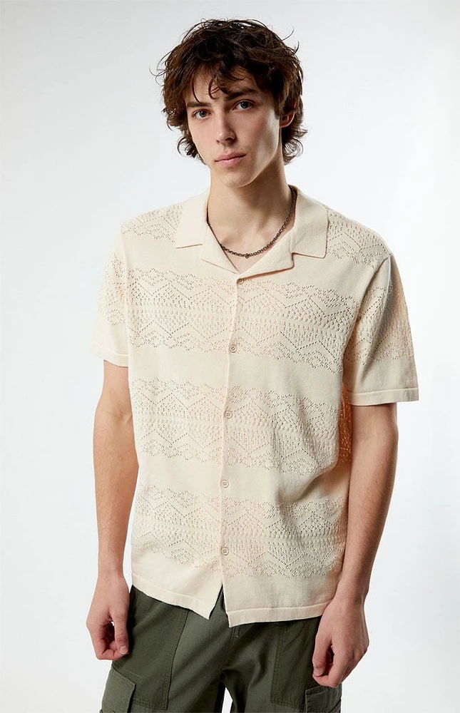 PacSun Hudson Cream Oversized Camp Shirt