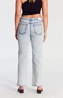 Pacsun Jordyn Acid Low Rise Straight Leg Jeans Light Indigo