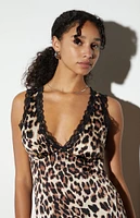 LA Hearts Lace Trim Leopard Mini Dress