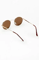 PacSun Brown Metal Round Sunglasses