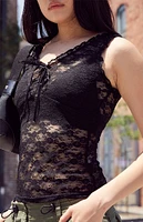 John Galt Black Lace Tank Top