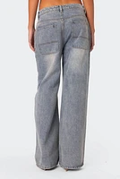 Edikted Myla Washed Low Rise Wide Leg Jeans