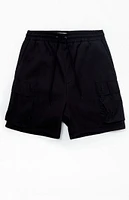 Fleece Black Cargo Shorts