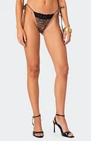 Edikted Lacey Leopard String Bikini Bottom