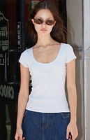 John Galt Light Leslie Scalloped Top