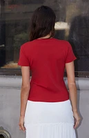 John Galt Red Loreen Short Sleeve Top