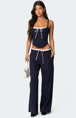 Edikted Pinstripe Peekaboo Drawstring Pants