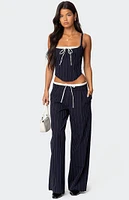 Edikted Pinstripe Peekaboo Drawstring Pants