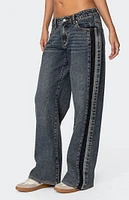 Edikted Contrast Panel Low Rise Jeans