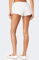 Edikted Lacey Ruffle Trim Fold Over Shorts