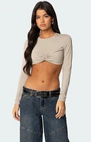 Edikted Gathered Long Sleeve Crop Top