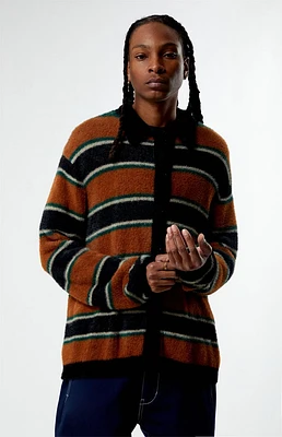 PacSun Brown Stripe Button Up Sweater