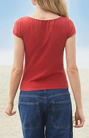 John Galt Red Gina Cinched Top