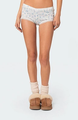 Edikted Playtime Printed Pointelle Shorts