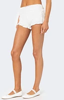 Edikted Lacey Ruffle Trim Fold Over Shorts