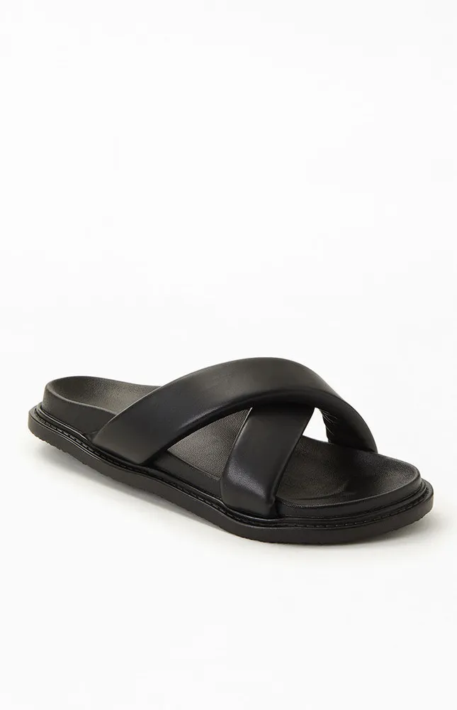 Women's Crisscross Faux Leather Slide Sandals