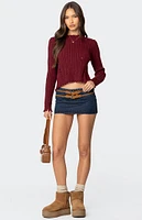 Edikted Split Open Back Cable Knit Sweater