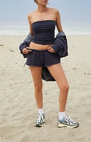 John Galt Black & Navy Striped Amelia Cropped Tube Top