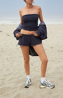 John Galt Black & Navy Striped Amelia Cropped Tube Top