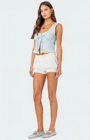Edikted Shiloh Tie Front Eyelet Trim Top