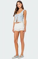 Edikted Shiloh Tie Front Eyelet Trim Top