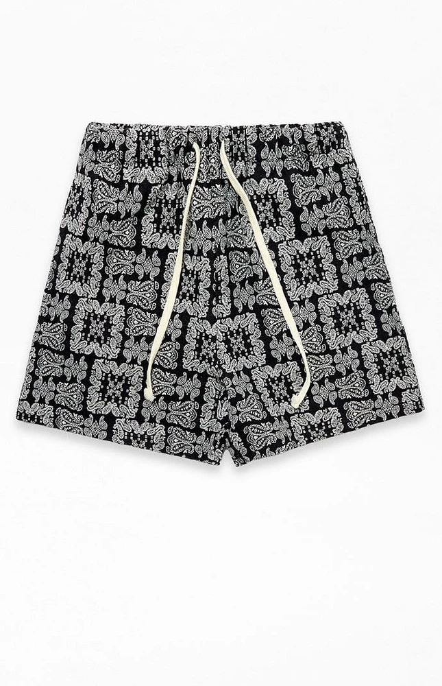 PacSun Black Paisley Tapestry Shorts