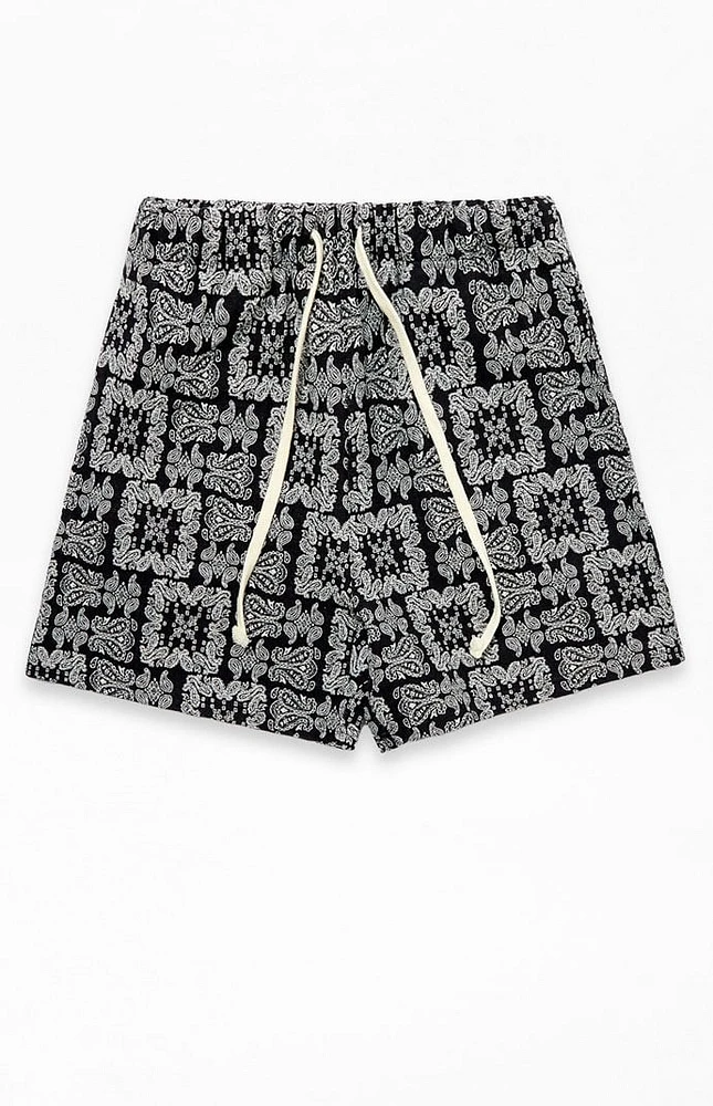 Black Paisley Tapestry Shorts