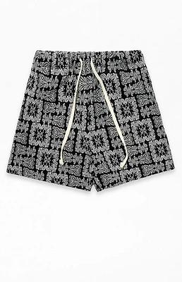 Black Paisley Tapestry Shorts