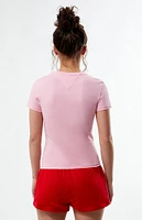 Tommy Jeans Pink Essential Logo Slim T-Shirt